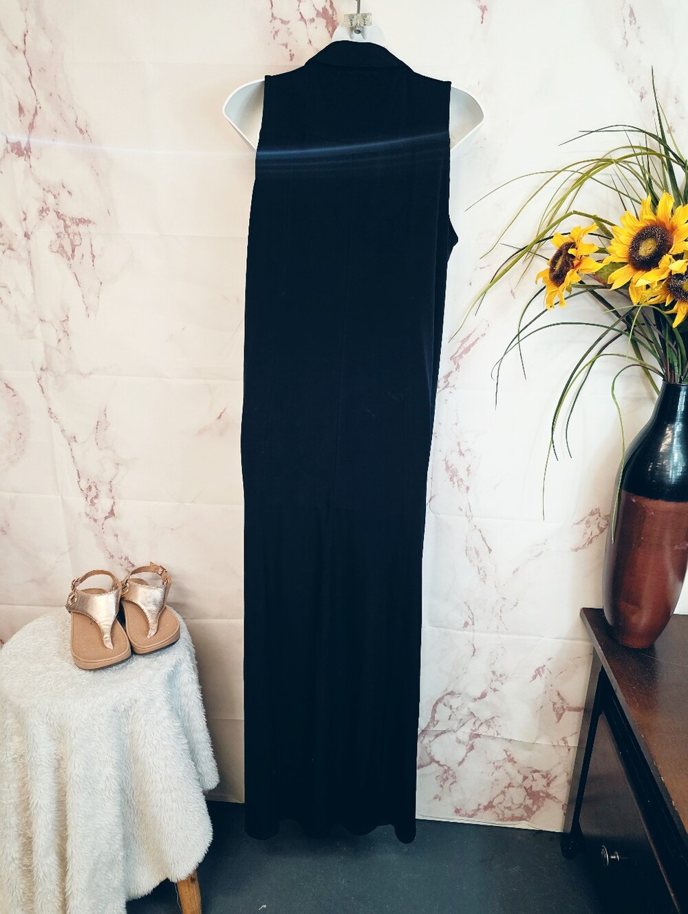 Michael Michael Kors Black Sleeveless Button Front Maxi Dress PL - Picture 4 of 6